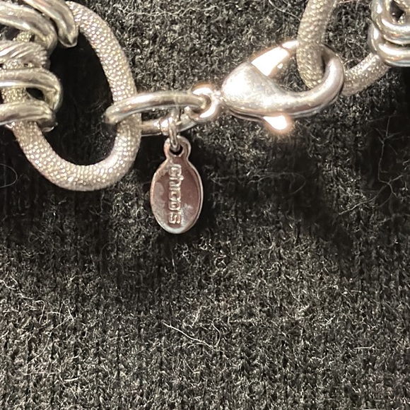 Silver collared necklace Chicos brand silver tone 11/2 wide - Picture 3 of 3